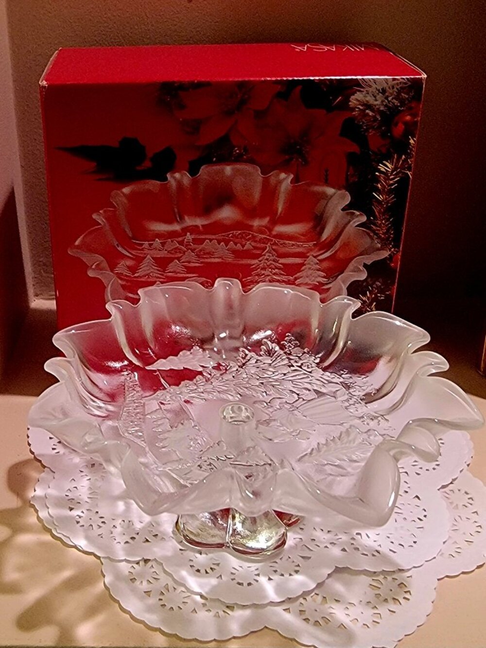 Mikasa Christmas Story Pedestal Footed Bon Bon Compote/Bowl Dish Vintage~Germany